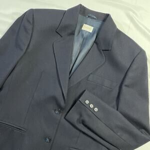 Vintage United Colors of Benetton Navy Wool Blazer Made in Italy Ventless 44R